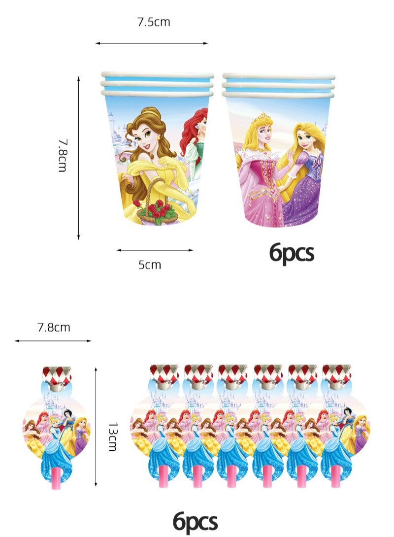 Party Disney Girl Snow White Theme Party Supplies Set Paper Cup, Paper Plate, Table, Flag, Paper Towel, Hat, Party, Banquet Card - Image 4