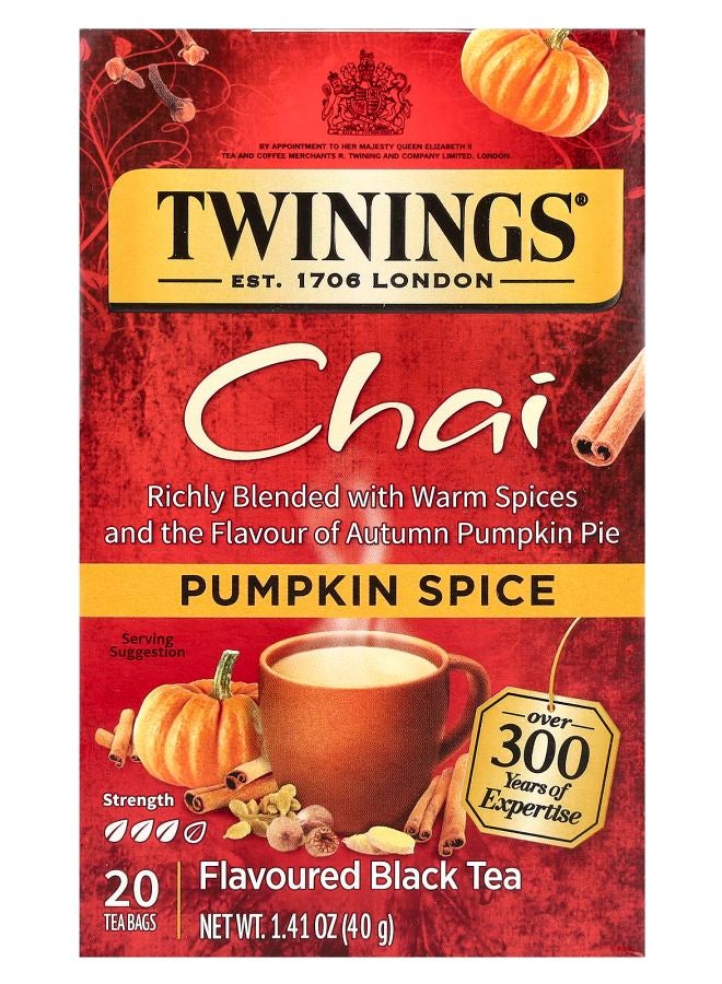 شاي أسود بنكهة توابل اليقطين 20 كيس شاي 1.41 أونصة (40 جرام)