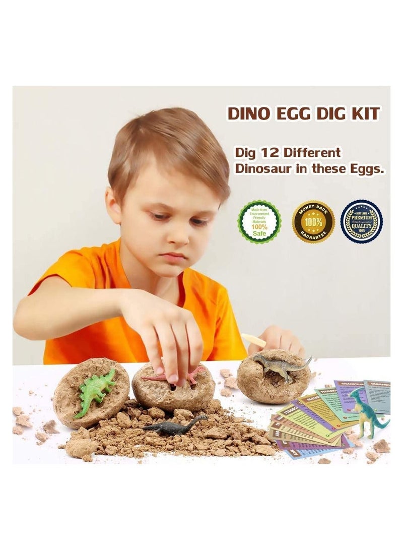 MAGIC VAULT Dinosaur Eggs Dig Kit 12 Pack Discover Different Dinos Archaeology And Paleontology Toy Dino Egg Excavation Stem Toys For Boys Girls Kids Gift - Image 5