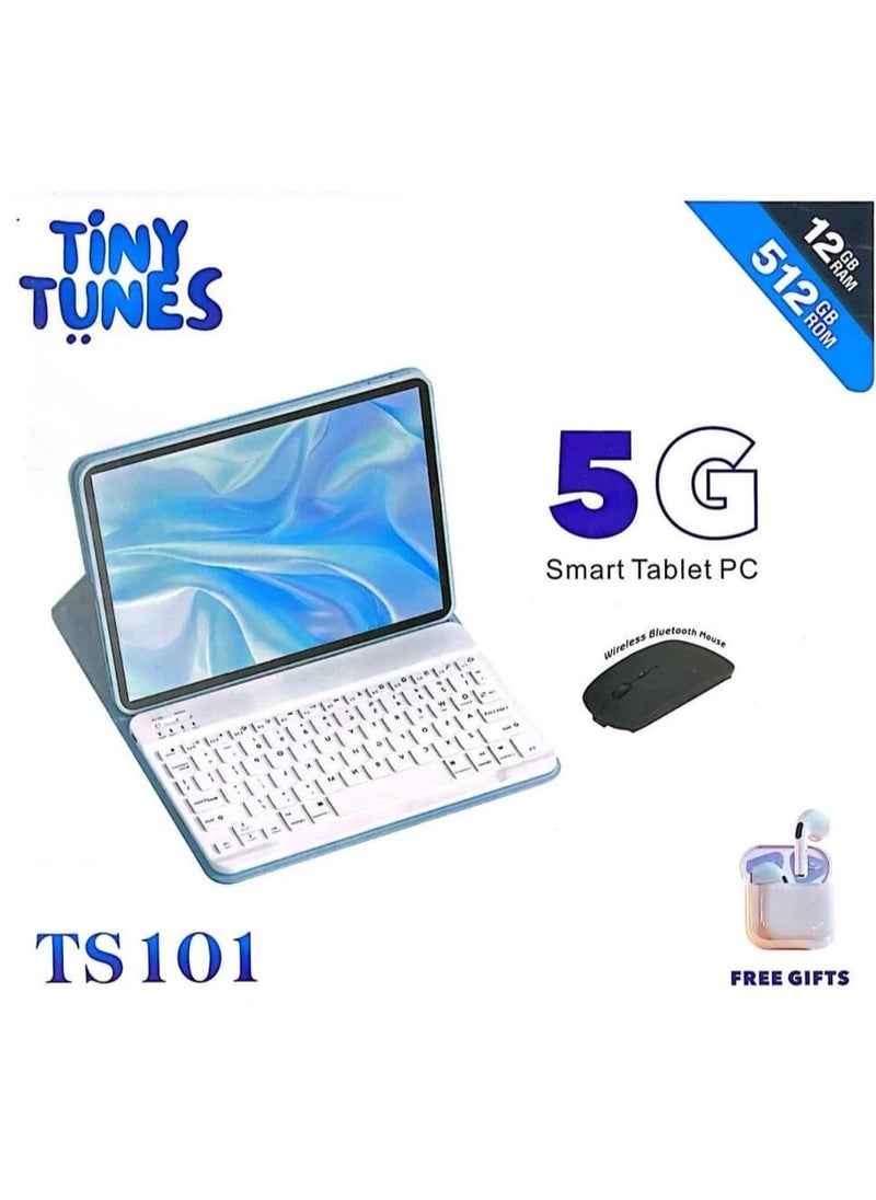 Tiny Tunes - The Tiny Tunes TS101 is a Cutting-Edge 5G Smart Tablet PC Designed to Meet Your Daily Needs, Whether For Work, Study, or Entertainment. Equipped with an Impressive 12GB RAM and 512GB Storage, this Tablet Ensures Smooth Performance, Allowing you to Run Multiple Applications Simultaneously Without Lag. - Image 1