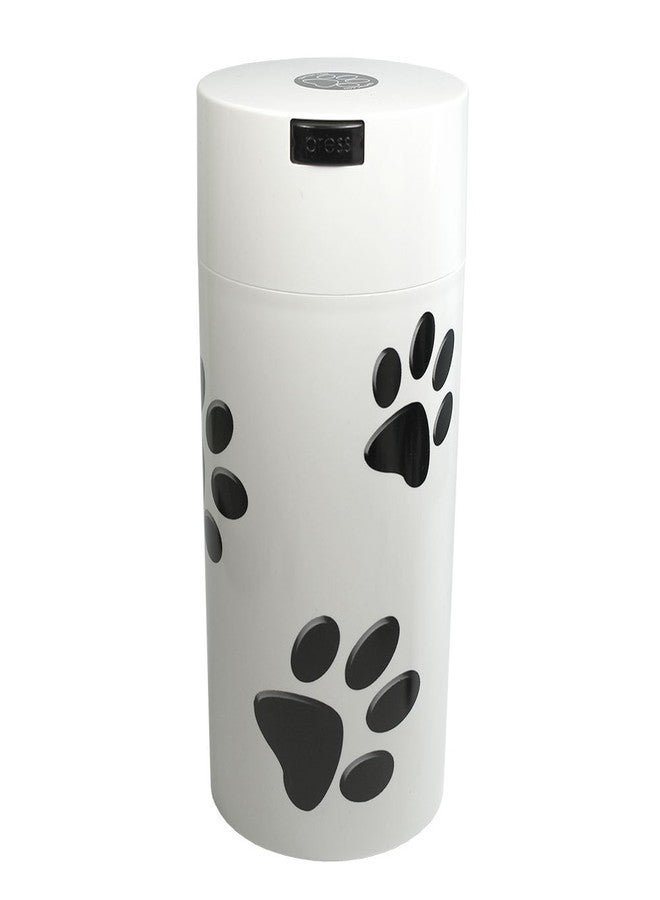 TIGHTPAC Pawvac 24 Ounce Vacuum Sealed Pet Food Storage Container; White/Black Paws - Image 1