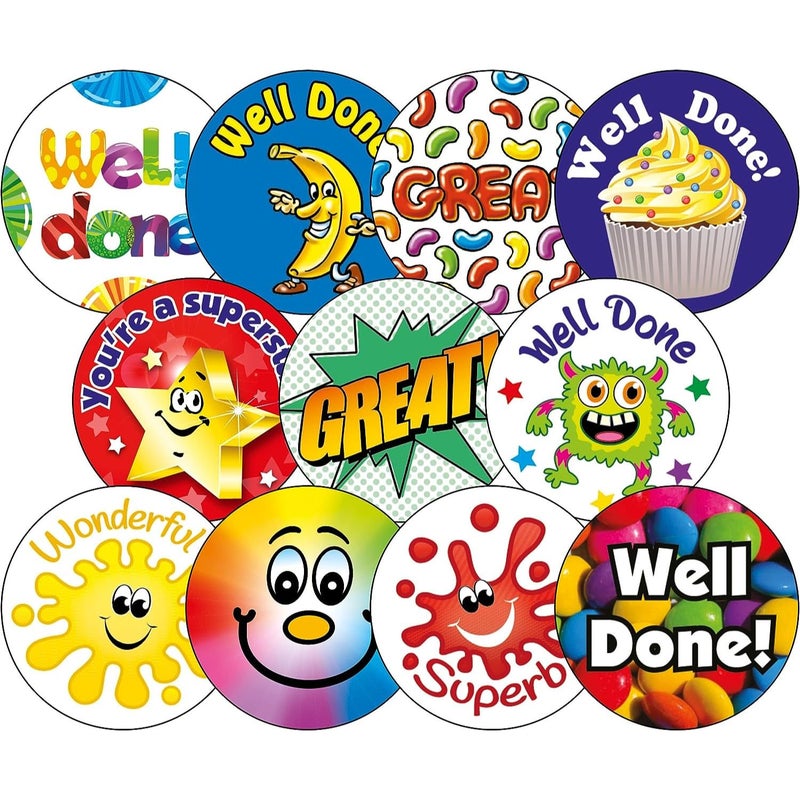 Primary Teaching Services Ltd 450 Mixed Scented Smelly Well Done Great Star Excellent Super Motivational Childrens Pupils School Teachers Reward Stickers Value Pack - Image 1