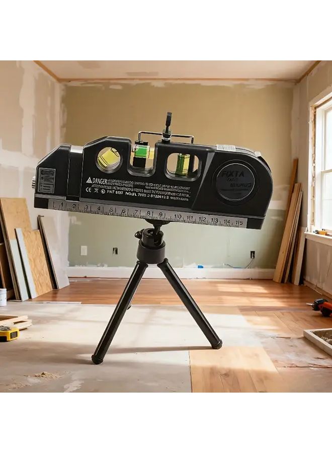 Professional Green Beam Infrared Laser Level Black With Tripod Ruler - Image 1