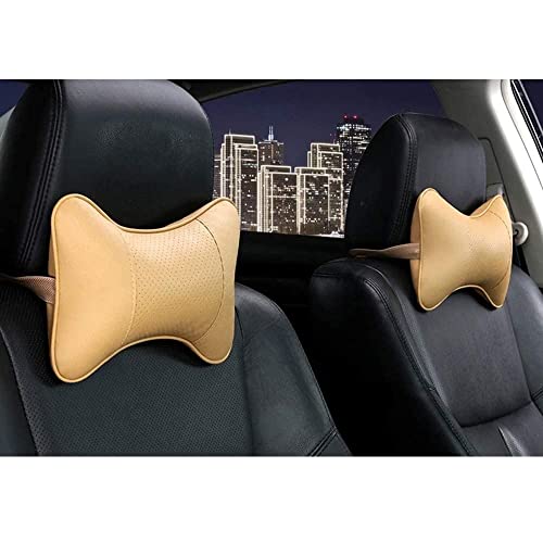 Yobbo Universal Car Neck Rest Pillow Cushion Set Headrest Pain Relief Support with Adjustable Strap Faux Leather, Cotton for All Cars, Home and Office Chair Seat (Red & Black) - Image 3