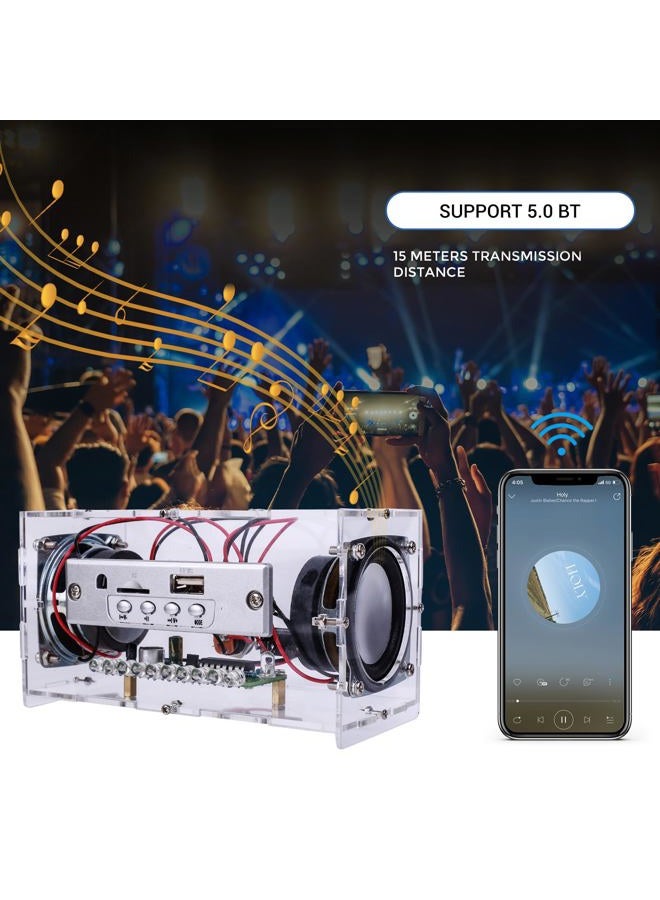 MiOYOOW DIY Bluetooth Speaker Kit, USB Mini Stereo Amplifier Soldering Kit with LED Flashing Lights, STEM Electronic Projects Solder Practice Kit for Home and School Education - Image 3
