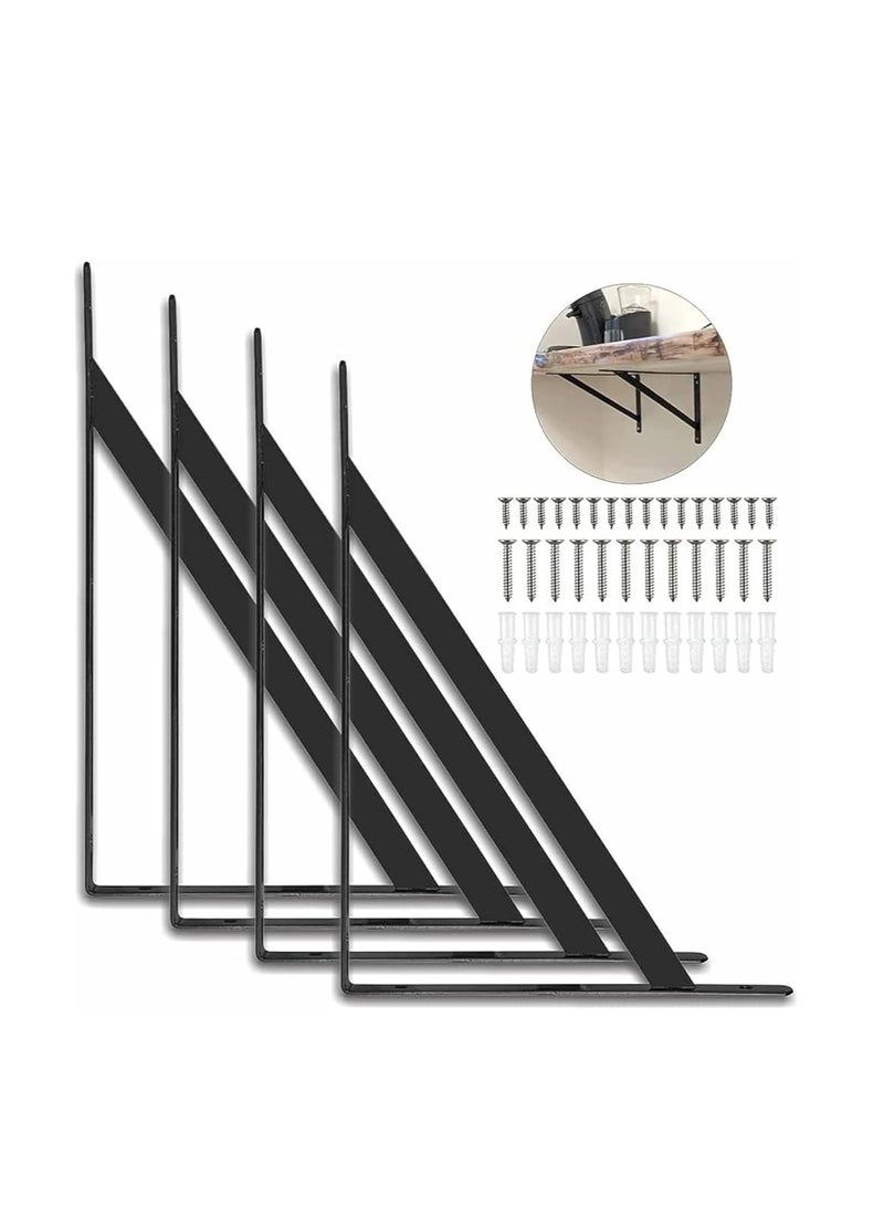KNP KNP Black Triangle Shelf Brackets (11" x 16") are heavy-duty, stylish, and functional supports for wall-mounted shelves.  - Image 1