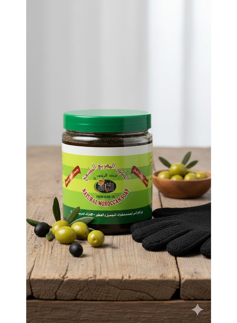 Zein Lilaraiss Zein Ularaisse Natural Moroccan Soap 1000g – Olive Oil Soap with Exfoliating Gloves Included - Image 3