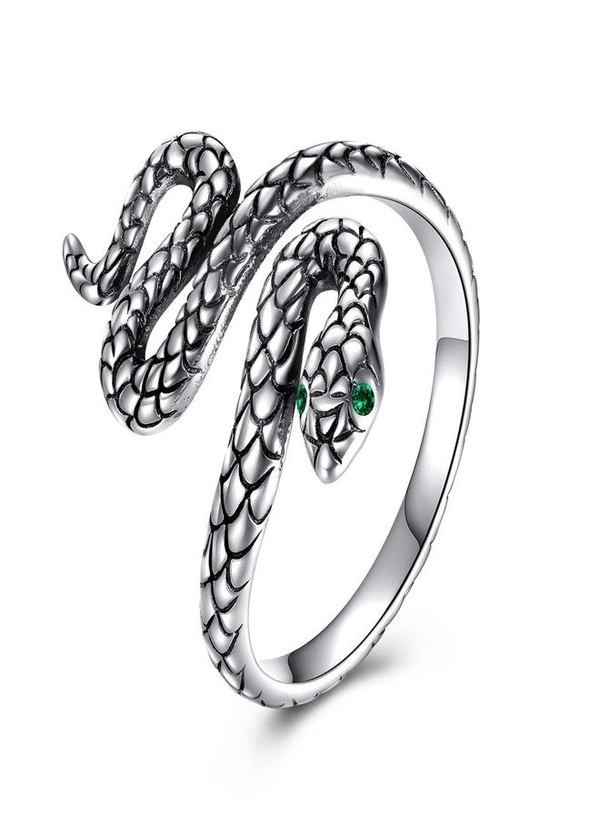 POPLYKE Snake Ring 925 Sterling Silver Adjustable Snake Band Ring Open Ring Snake Jewelry for Women - Image 1