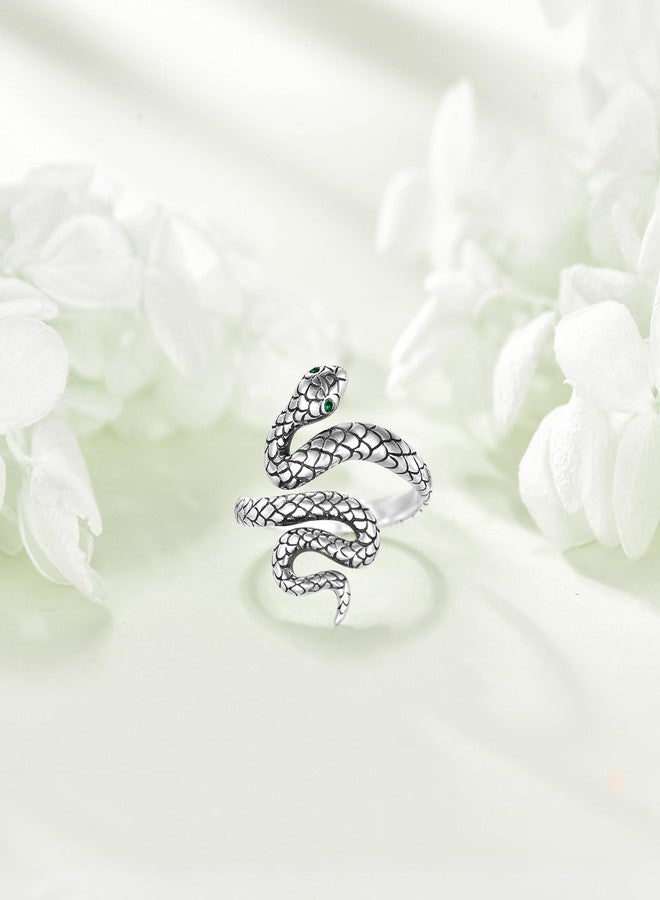 POPLYKE Snake Ring 925 Sterling Silver Adjustable Snake Band Ring Open Ring Snake Jewelry for Women - Image 4