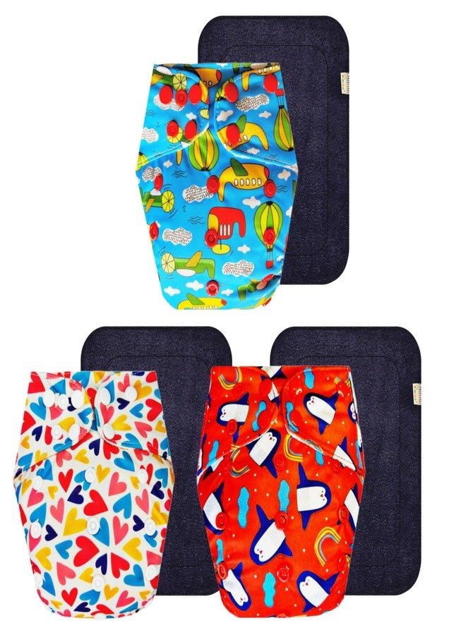 Dumbledo Premium Cloth Diaper with Black Insert (Pack of 3) | Snug Fit | 6-Layer Absorbent Pad | Adjustable Snaps | Everyday Diapering Essential | 3 Months - 3 Years | Unisex Baby - Image 1