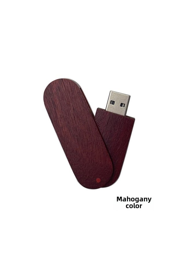 Bamboo Wood U Disk 16g32g Rotating Bamboo Wood U Disk Laser Carved LOGO Ebony Maple Walnut Material-Color:Rosewood USB Flash Disk-Capacity:USB3.0 64GB  - Image 1