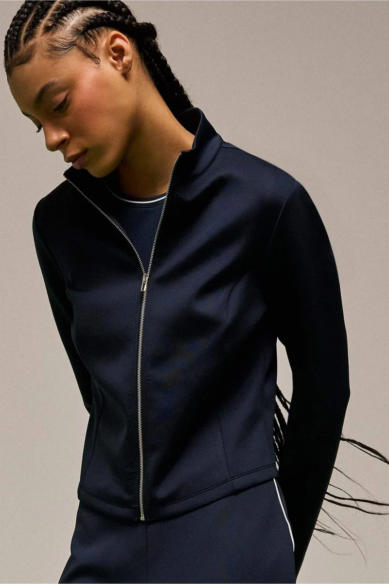 DeFacto Standard Fit High Neck Scuba Fabric Zip-Up Sweatshirt
