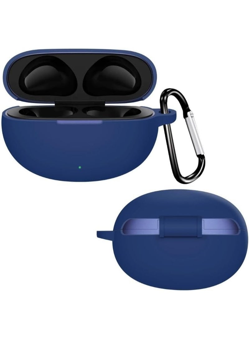 تين تك جراب سيليكون متوافق مع سماعات Realme Buds T110، غطاء حماية من السيليكون الناعم، جراب مقاوم للصدمات مع مشبك تعليق (أزرق) - Image 1