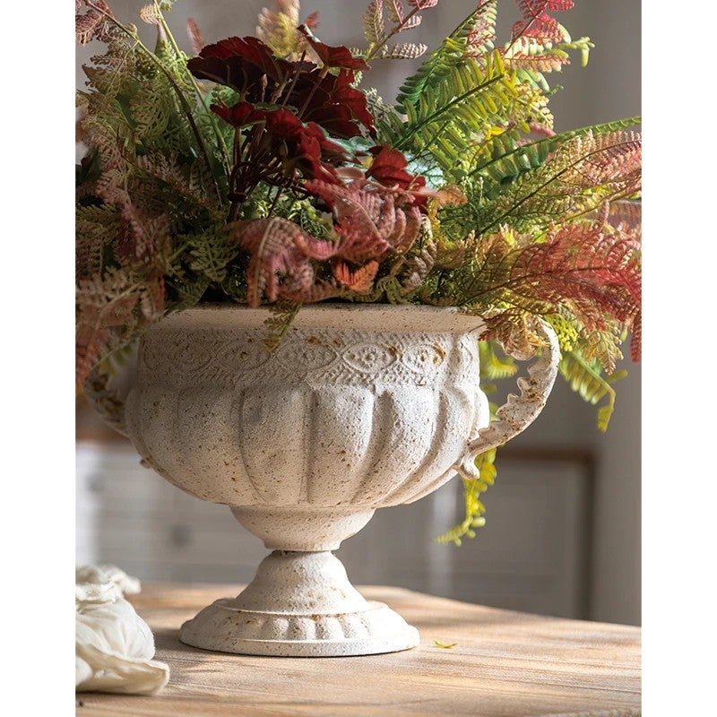 Y&D Trending Retro Metal Flower Vases - White Home & Wedding Tabletop/Floor Decor Designer Vases - Image 3