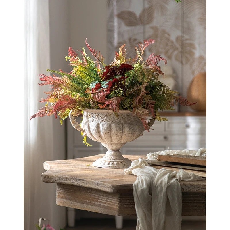 Y&D Trending Retro Metal Flower Vases - White Home & Wedding Tabletop/Floor Decor Designer Vases - Image 2