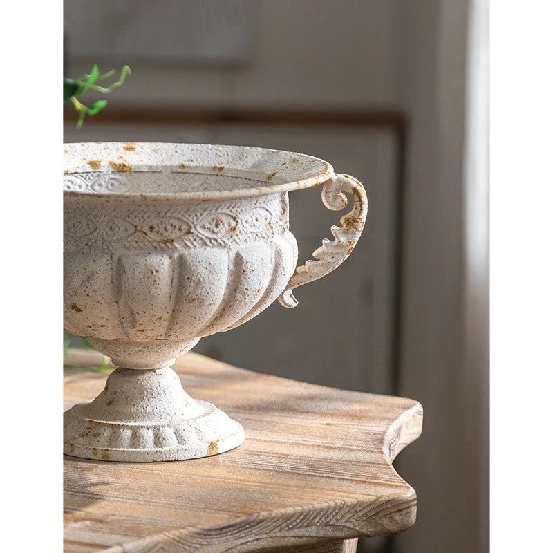 Y&D Trending Retro Metal Flower Vases - White Home & Wedding Tabletop/Floor Decor Designer Vases - Image 4