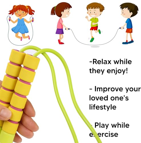 Ace one 4 Pack Adjustable Soft Skipping Rope with Skin-Friendly Foam Handles for Kids, Children, Students and Adults, Fitness Jump Rope For Outdoor, Party Favor, Exercise Activity (pink+blue+green+orange) - Image 4