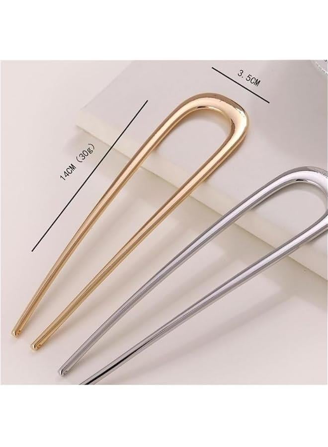 general French Hair Pin,New U-Shaped Hair Clip for French Twist Hair,French Hair Sticks Fork Chignons Accessories For Women French Roll,Gold Hair Clips Hair Styling Accessories for Thick Hair (Black 2PCS) - Image 5