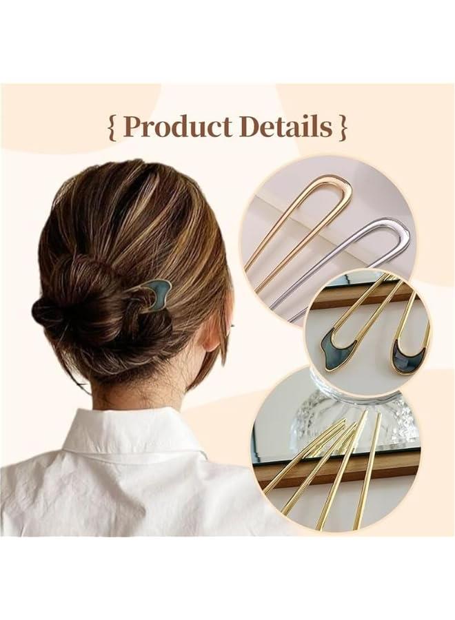 general French Hair Pin,New U-Shaped Hair Clip for French Twist Hair,French Hair Sticks Fork Chignons Accessories For Women French Roll,Gold Hair Clips Hair Styling Accessories for Thick Hair (Black 2PCS) - Image 3