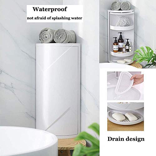 Hiru Bathroom Rotating Triangle Storage Rack 360 Degree Rotating Multi-Function Organizer Plastic Triangle Shelf Dust-Proof Waterproof Corner Rack for Cabinet Bathroom Kitchen Bedroom (White) - Image 2