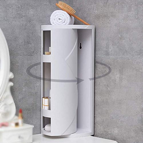 Hiru Bathroom Rotating Triangle Storage Rack 360 Degree Rotating Multi-Function Organizer Plastic Triangle Shelf Dust-Proof Waterproof Corner Rack for Cabinet Bathroom Kitchen Bedroom (White) - Image 3