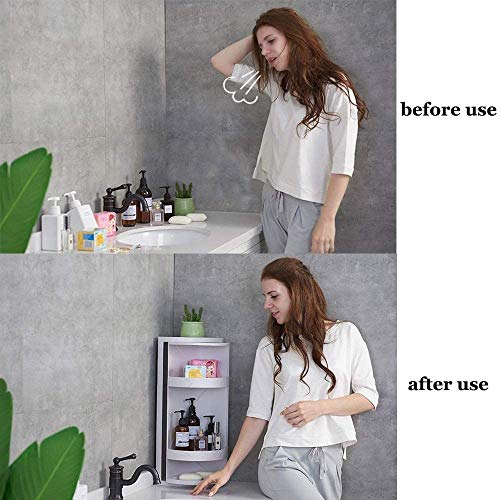 Hiru Bathroom Rotating Triangle Storage Rack 360 Degree Rotating Multi-Function Organizer Plastic Triangle Shelf Dust-Proof Waterproof Corner Rack for Cabinet Bathroom Kitchen Bedroom (White) - Image 4
