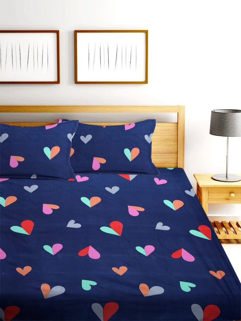 YAZLYN COLLECTION YAZLYN COLLECTION 72X78 inch Premium Cotton Elastic Fitted Printed Multi Color Bedsheet for Double Bed with 2 Pillow Covers fit Up to 8 inch Mattress Multicolor_21  - Image 2
