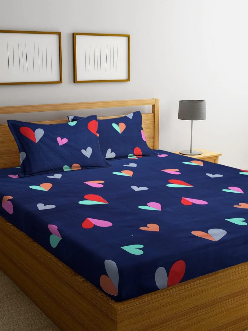 YAZLYN COLLECTION YAZLYN COLLECTION 72X78 inch Premium Cotton Elastic Fitted Printed Multi Color Bedsheet for Double Bed with 2 Pillow Covers fit Up to 8 inch Mattress Multicolor_21  - Image 1
