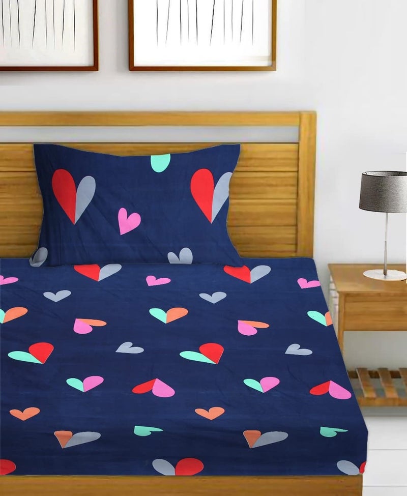 YAZLYN COLLECTION YAZLYN COLLECTION 72X78 inch Premium Cotton Elastic Fitted Printed Multi Color Bedsheet for Double Bed with 2 Pillow Covers fit Up to 8 inch Mattress Multicolor_21  - Image 3