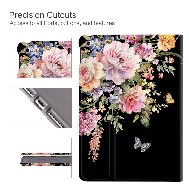 Vimorco for iPad 9th/8th/7th Generation Case, for iPad 9th Generation Case,for iPad 10.2 Cases 10.2-inch Cover, Auto Sleep/Wake, for iPad Cover 9th Gen Multi-Angle View, Butterfly Flower - Image 3