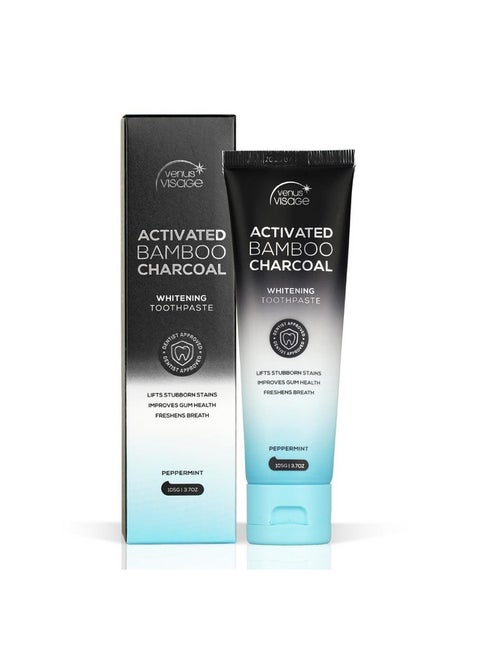 Enus Visage Dentistapproved Activated Charcoal Toothpaste For Whitening Teeth Black Toothpaste With Fluoride Charcoal Whitening Toothpaste Best Whitening Toothpaste (Peppermint)