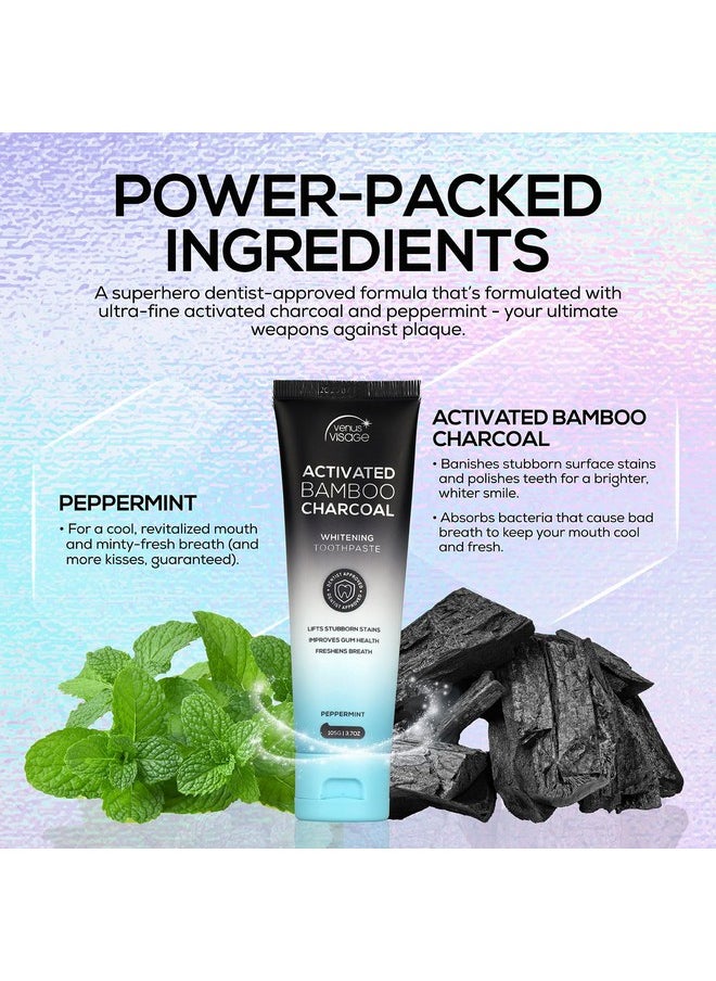 Enus Visage Dentistapproved Activated Charcoal Toothpaste For Whitening Teeth Black Toothpaste With Fluoride Charcoal Whitening Toothpaste Best Whitening Toothpaste (Peppermint)