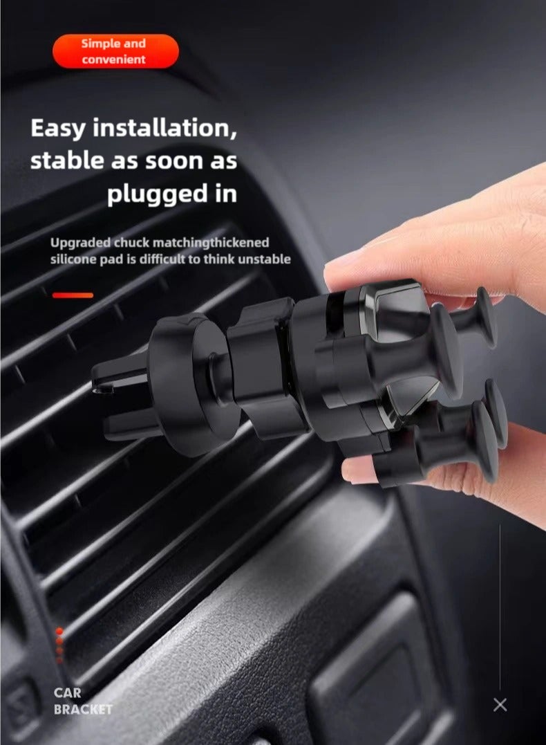 Car phone holder, retractable, universal air vent mount, compatible with iPhone, gray, car mount, phone stand - Image 5