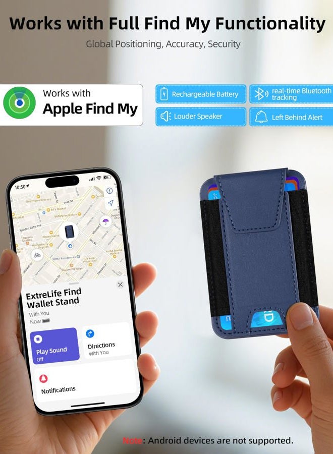 ExtreLife Magsafe Wallet, Works with Apple Find My, Magnetic Wallet Stand for iPhone 15/14/13/12 Series, 7 Cards Holder, Blue with Stand, Minimalist - Image 2