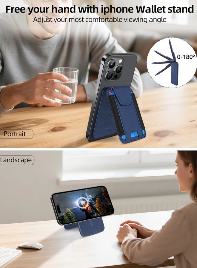 ExtreLife Magsafe Wallet, Works with Apple Find My, Magnetic Wallet Stand for iPhone 15/14/13/12 Series, 7 Cards Holder, Blue with Stand, Minimalist - Image 5