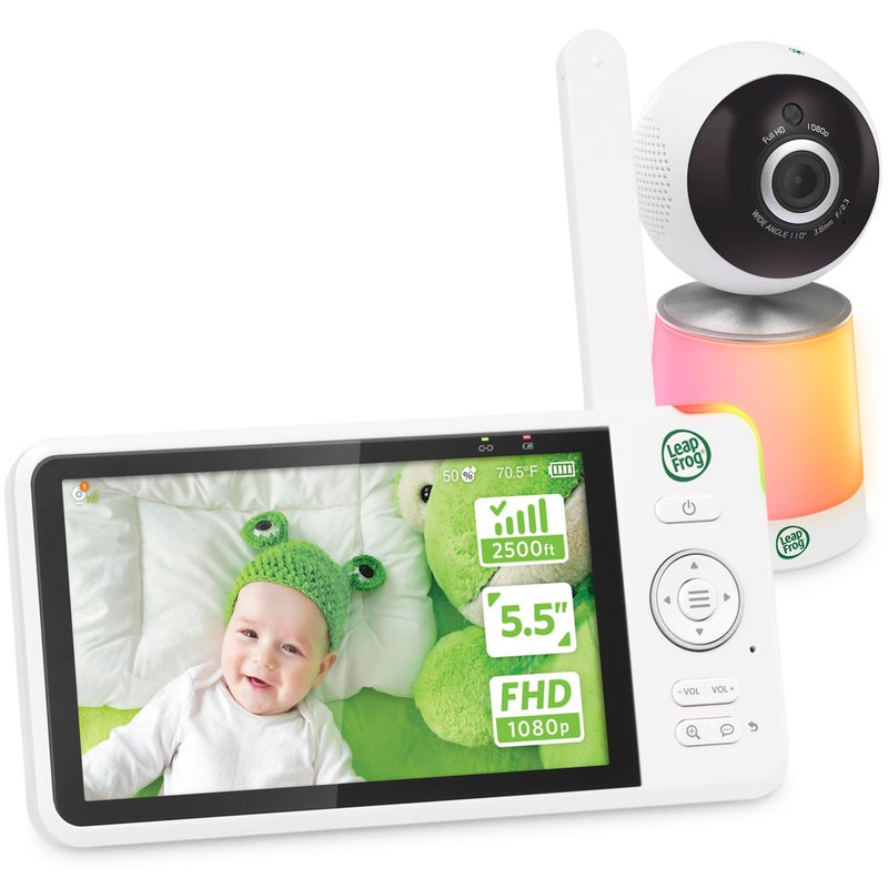LeapFrog LF1726FHD Baby Monitor, 5.5' 1080p Screen, Up to 2500 ft Range, Pan-Tilt-Zoom, Night Light, Color Night Vision, Soothing Sounds, Secure Transmission, Secure Transmission No WiFi - Image 1