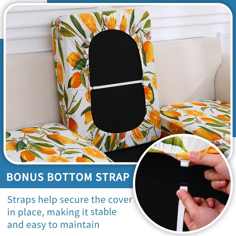 hyha Printed Couch Cushion Covers, Floral Sofa Covers Washable for Cushion Couch, Stretch Pattern Outdoor Cushion Covers for Patio Furniture with Elastic Bottom(Small, Lemon) - Image 3