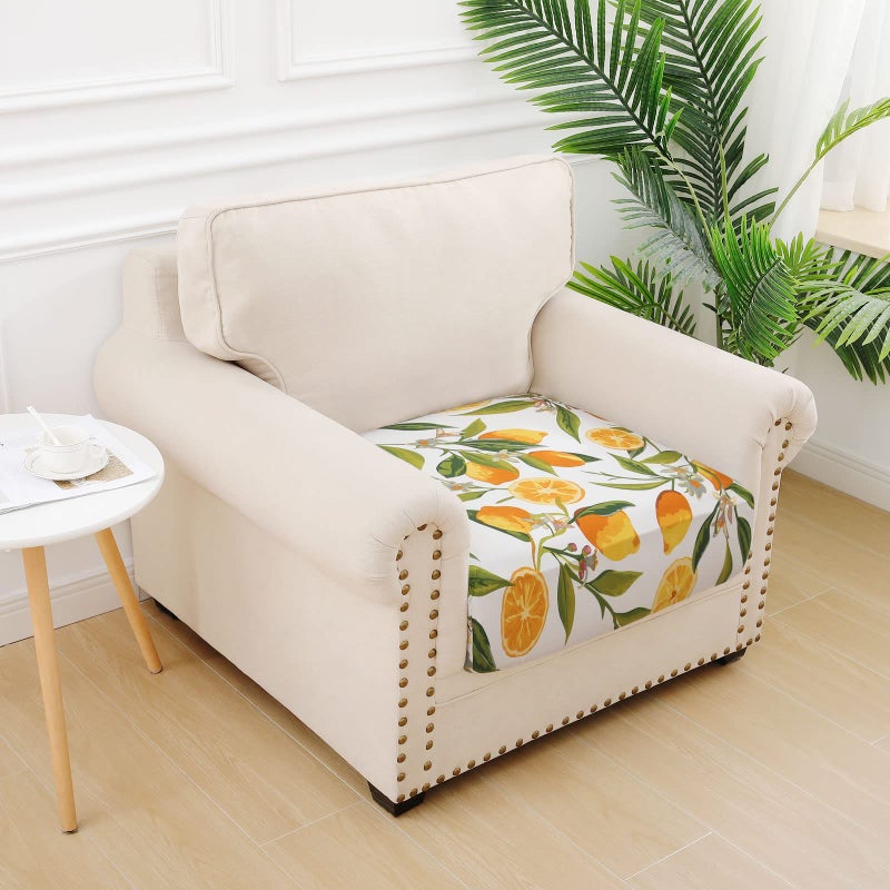 hyha Printed Couch Cushion Covers, Floral Sofa Covers Washable for Cushion Couch, Stretch Pattern Outdoor Cushion Covers for Patio Furniture with Elastic Bottom(Small, Lemon) - Image 5