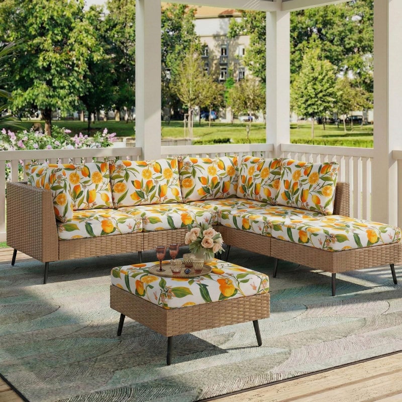 hyha Printed Couch Cushion Covers, Floral Sofa Covers Washable for Cushion Couch, Stretch Pattern Outdoor Cushion Covers for Patio Furniture with Elastic Bottom(Small, Lemon) - Image 2