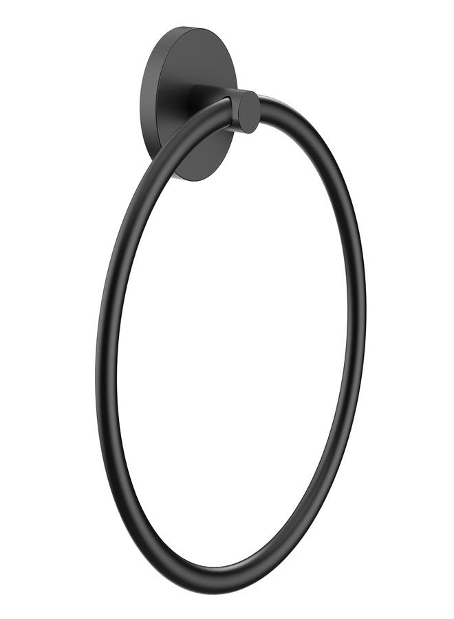 EZKEY Hand Towel Holder Screw-in Matte Black Towel Ring for Bathroom Wall Stainless Steel Round Towel Hanger for Bathroom Hardware Accessories - Image 1
