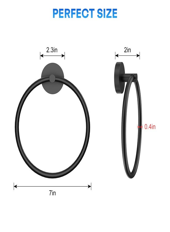 EZKEY Hand Towel Holder Screw-in Matte Black Towel Ring for Bathroom Wall Stainless Steel Round Towel Hanger for Bathroom Hardware Accessories - Image 2