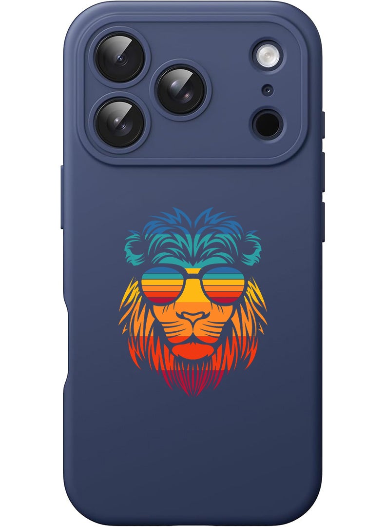 Theodor Protective Slim Fit Case Liquid Silicone Cover with Full Body Protection Anti-Scratch Shockproof Case For Apple iPhone 17 Pro (Blue) lion - Image 1