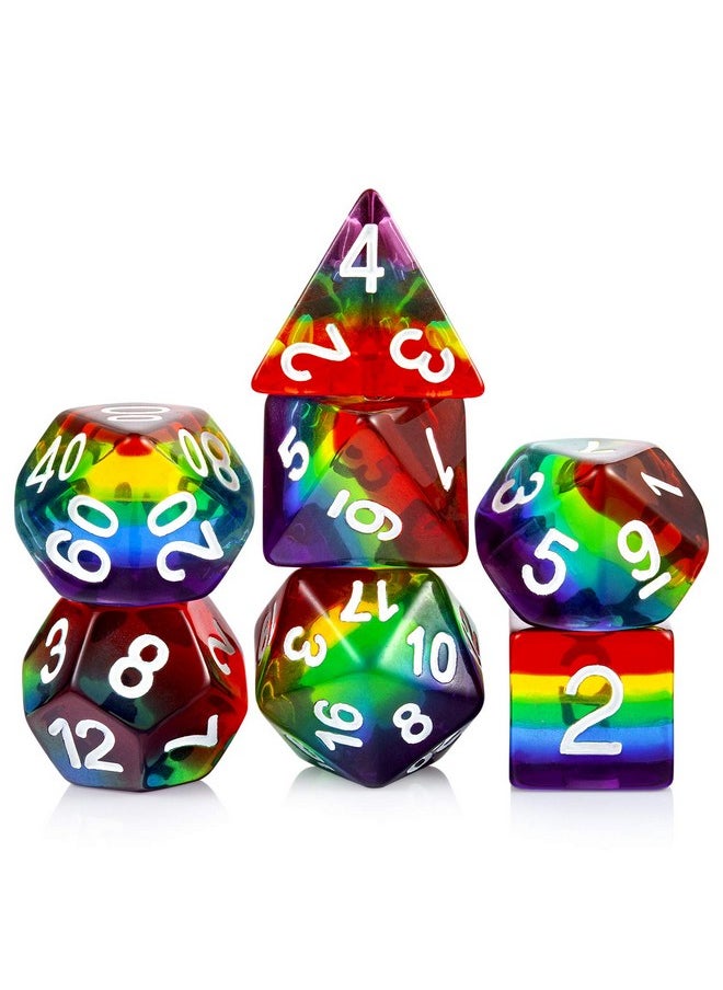 DNDND Rainbow Dnd Dice Set Dndnd Transparent Rainbow Polyhedral Die With Free Organza Bag For D&D Dungeons And Dragons Rpgs Role Playing Table Games  - Image 1