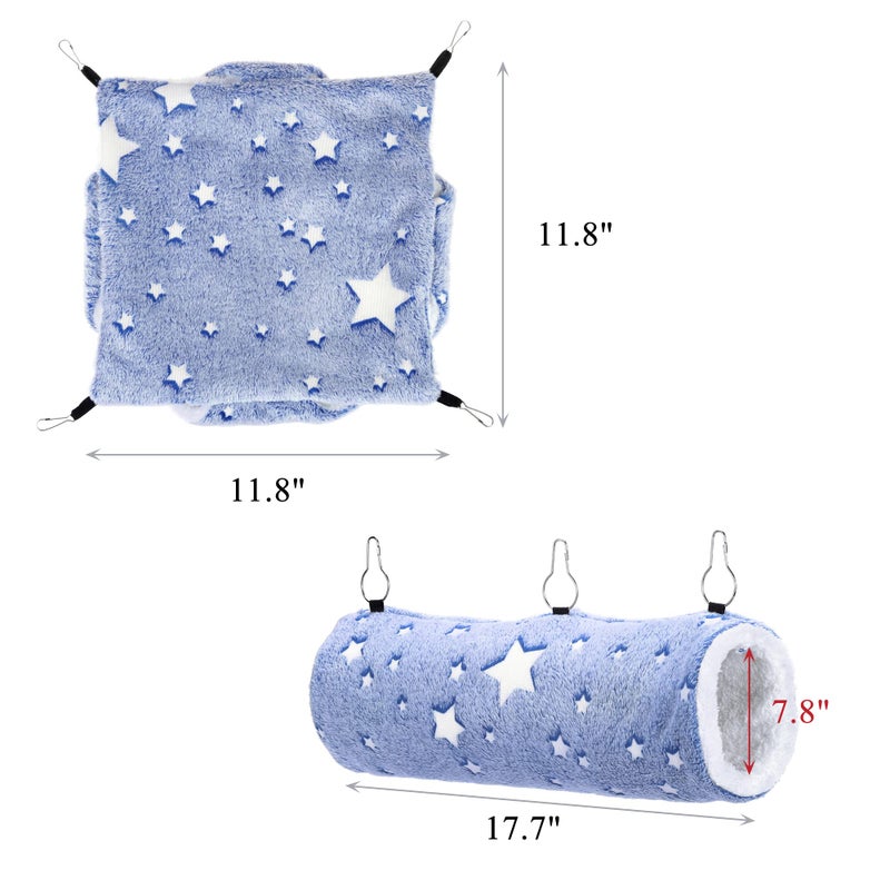 Mogoko Noctilucent Luminous Guinea Pig Rat Hammock Bunkbed Hanging Tunnel and Soft Bed Mat for Ferret Hedgehog Squirrel Hideout Cage Accessories (Tunnel and Bunkbed Hammock) - Image 3