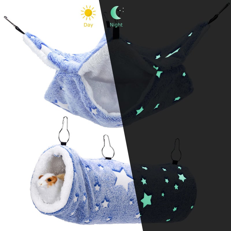 Mogoko Noctilucent Luminous Guinea Pig Rat Hammock Bunkbed Hanging Tunnel and Soft Bed Mat for Ferret Hedgehog Squirrel Hideout Cage Accessories (Tunnel and Bunkbed Hammock) - Image 2