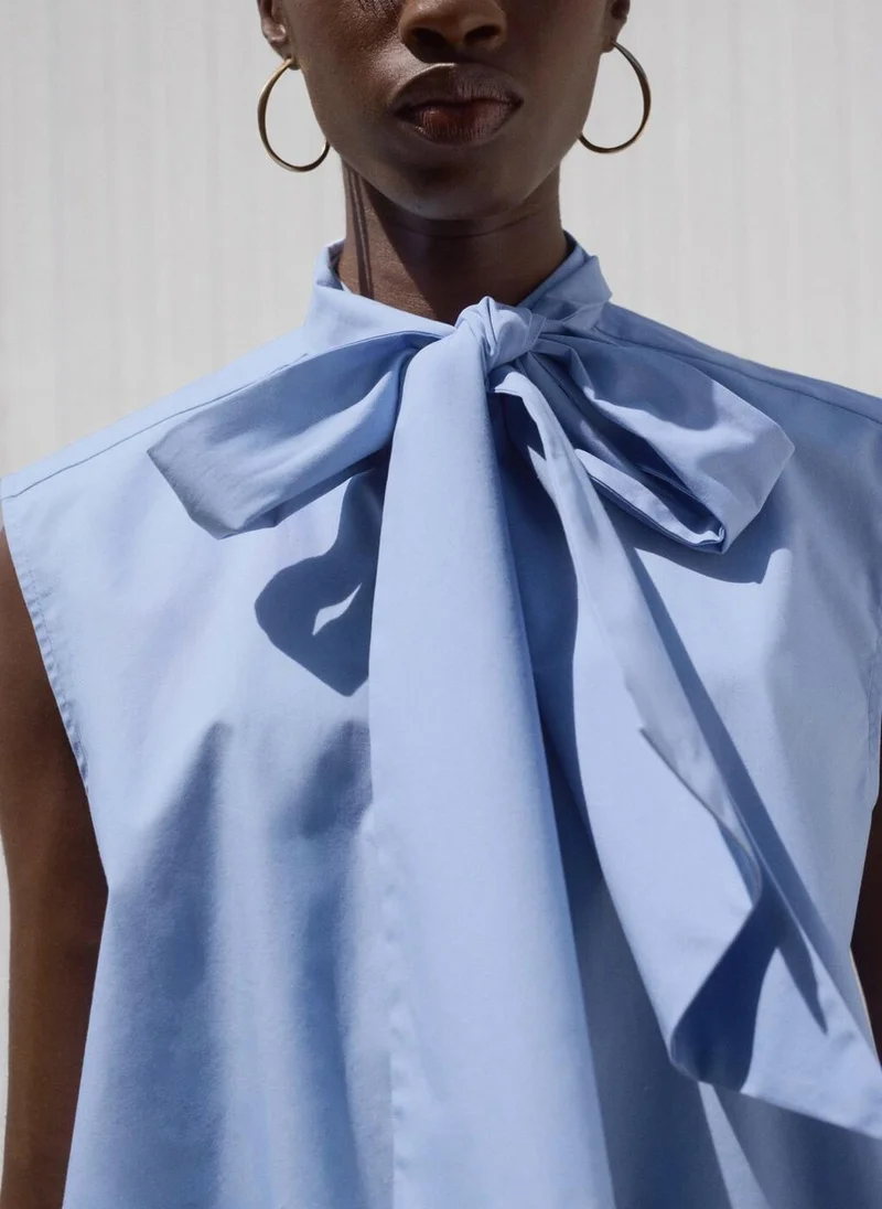 MANGO Tie-neck blouse