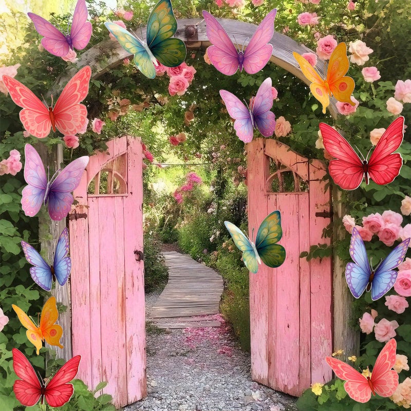 Lerheedi 18 Pcs Large Butterfly Party Decorations 2 Sizes 3D Paper Butterfly Wall Decor Pastel Hanging Butterflies for Birthday Baby Shower Wedding Decorations Women, Paper Flowers for Wall Decor - Image 1