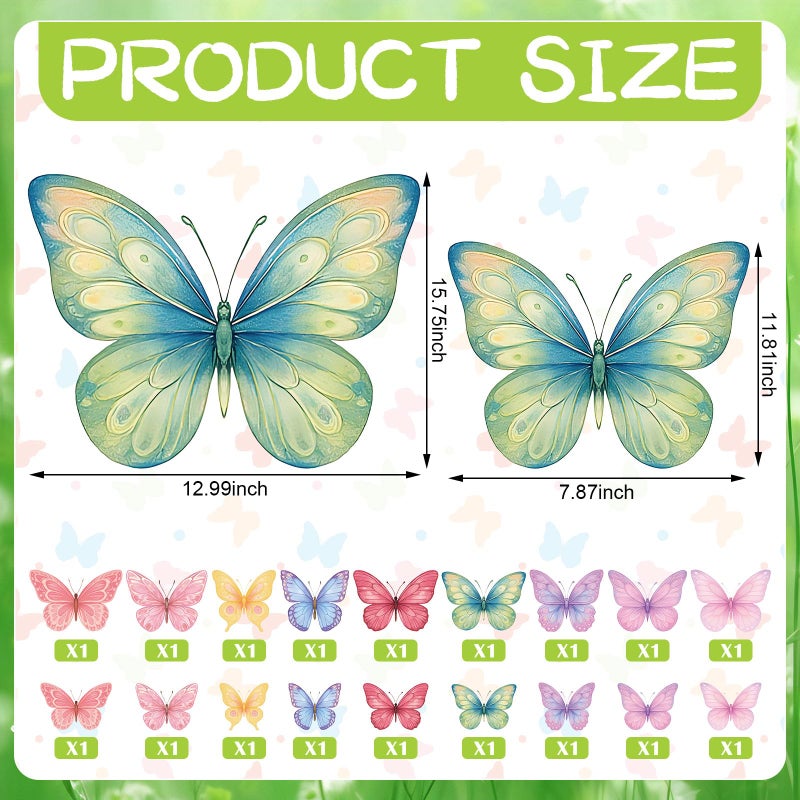 Lerheedi 18 Pcs Large Butterfly Party Decorations 2 Sizes 3D Paper Butterfly Wall Decor Pastel Hanging Butterflies for Birthday Baby Shower Wedding Decorations Women, Paper Flowers for Wall Decor - Image 3
