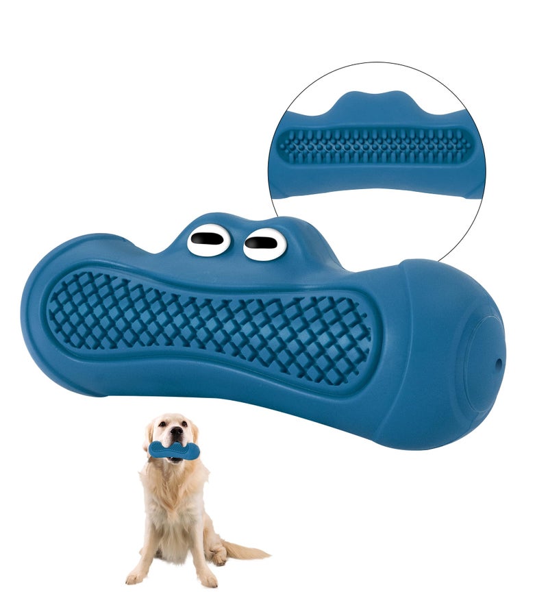 IPTPAS Durable Dog Chew Toy for Aggressive Chewers, Tough Natural Rubber Squeaky Dog Toy with Irresistible Beef Flavor, Dental Care, Teeth Cleaning & Boredom Relief for Medium & Large Dogs (Blue) - Image 1