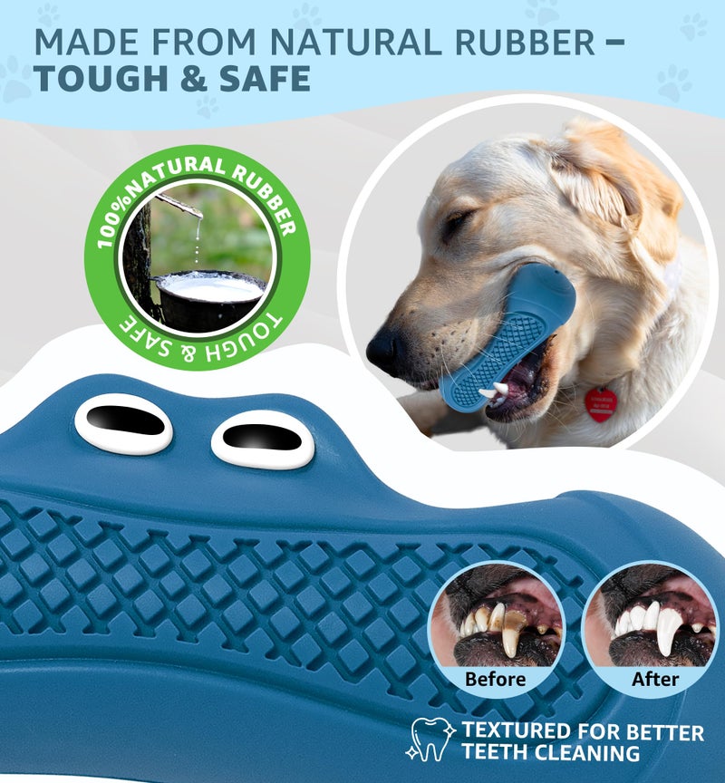 IPTPAS Durable Dog Chew Toy for Aggressive Chewers, Tough Natural Rubber Squeaky Dog Toy with Irresistible Beef Flavor, Dental Care, Teeth Cleaning & Boredom Relief for Medium & Large Dogs (Blue) - Image 3